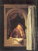 DOU, Gerrit Painter with Pipe and Book oil on canvas